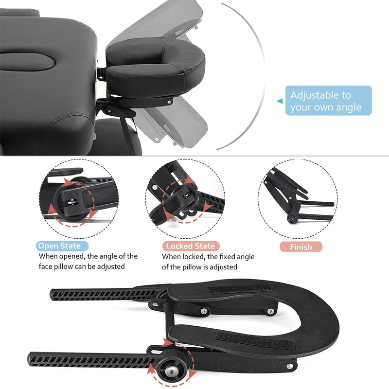 [Australia] - Universal Massage Table Face Cradle & Cushion, Adjustable Massage Chair Spa Bed Headrest & Face Pillow Support, Massage Platform Head Rest Cushion Cradle for Salon Home Mattress Top Massage Kit Face Cradle & Cushion - Black 