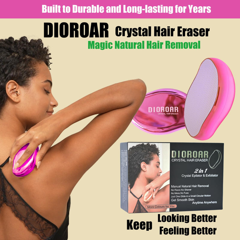 [Australia] - DIOROAR Crystal Hair Eraser, Upgrade Crystal Hair Remover, Physical Nanoglass Hair Removal Device, Painless Epilator and Exfoliator for Fast, Silky Smooth Skin(Hot Pink) Hot Pink 