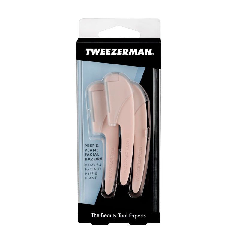 Tweezerman Prep and Plane Facial Razors for Hair Removal and Exfoliation, 3 Count
