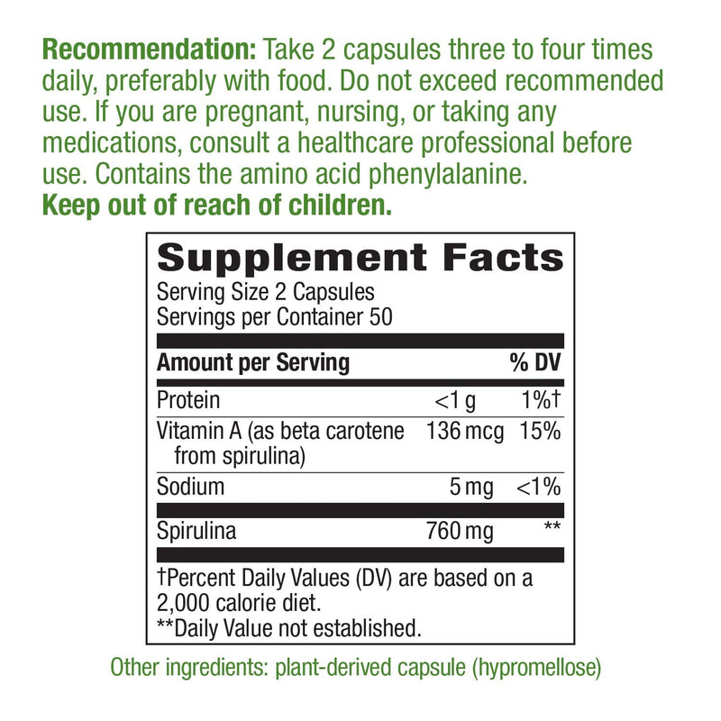 [Australia] - Nature's Way Spirulina Micro-Algae, 760 mg per serving 100 Count (Pack of 1) 