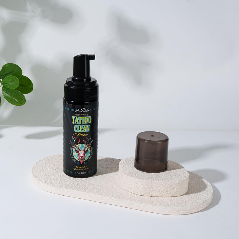 [Australia] - Tattoo Aftercare Foam 150ml – Green Soap Tattoo Wash with Olive Oil & Centella, Gentle Cleanser for Piercing & Permanent Makeup 