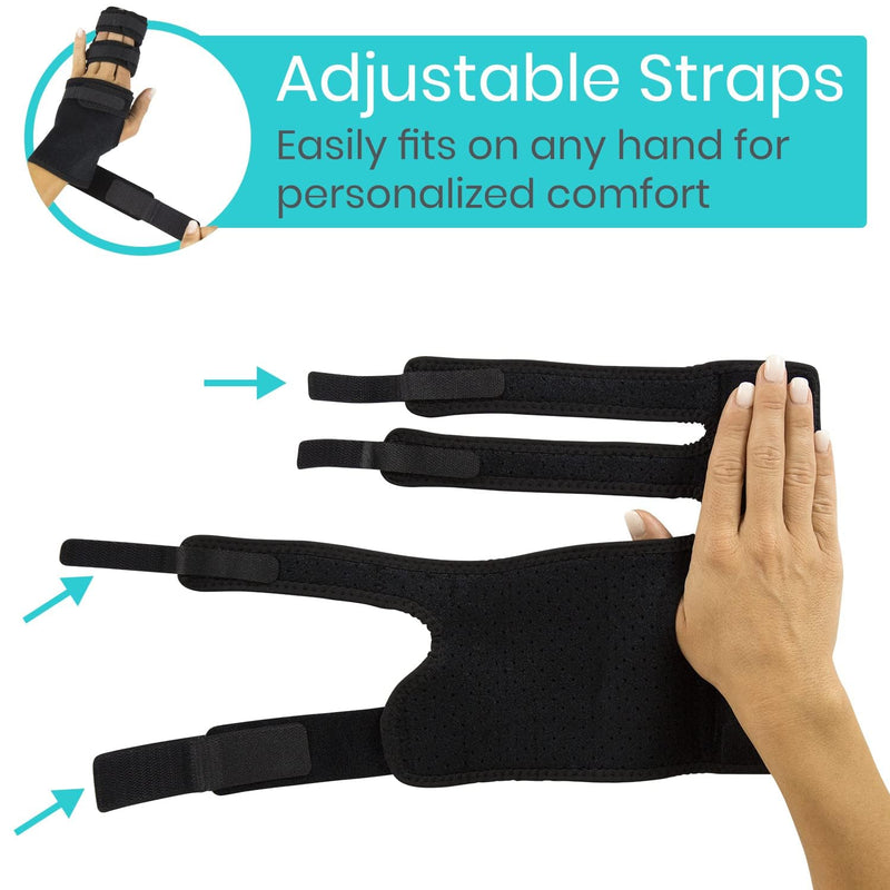 [Australia] - Vive Trigger Finger Splint - 2 Finger Brace for Middle, Index, Pinky, or Ring Fingers - Adjustable Hand and Wrist Support - Straightening Immobilizer for Broken Fingers, Arthritis, and Contractures Black 
