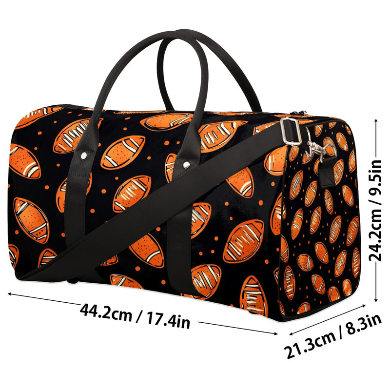 Football Sport Duffle Bags Kid Overnight Weekender Bags Travel Gym Carry On Tote Bag Water Resistant Foldable Sleepover Bag Color-A02
