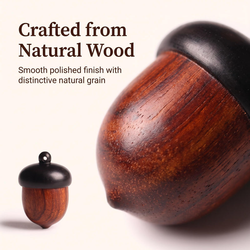 Wooden Travel Pill Case, Solid Wood Medicine Pill Box, Mini Granule Storage Box for Outdoor Acorn Shape Sandalwood Capsules Organizer Pill Organizers Over-the-Counter Medication