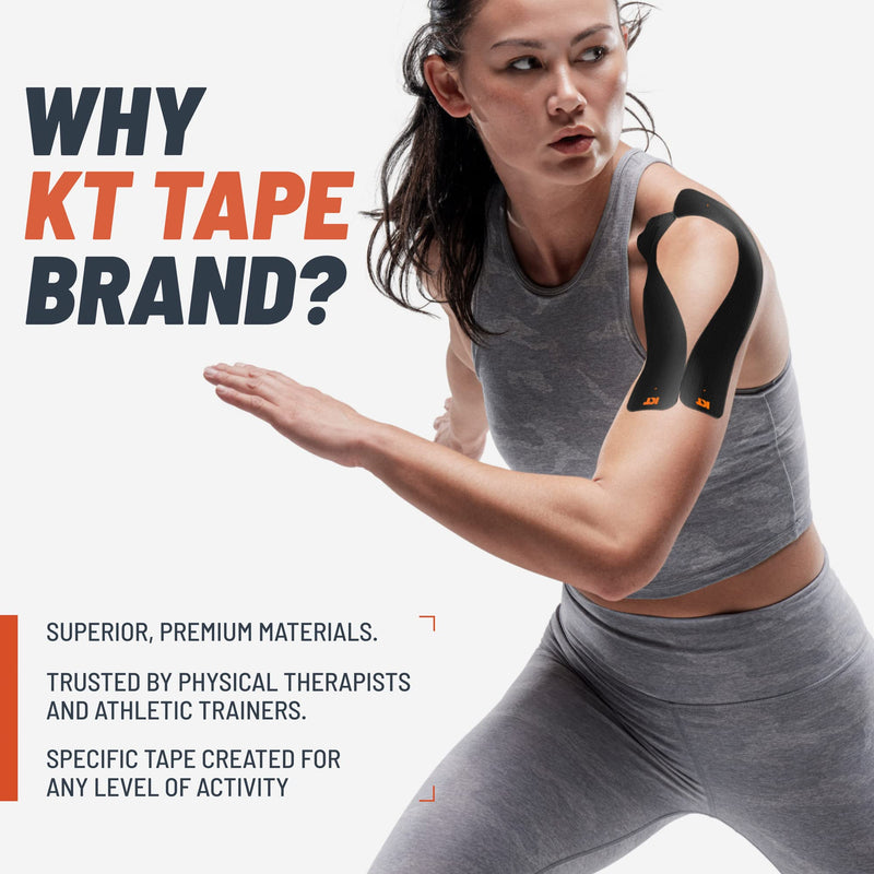 [Australia] - KT Tape, Original Cotton, Elastic Kinesiology Athletic Tape, 16’ Uncut Roll Black 