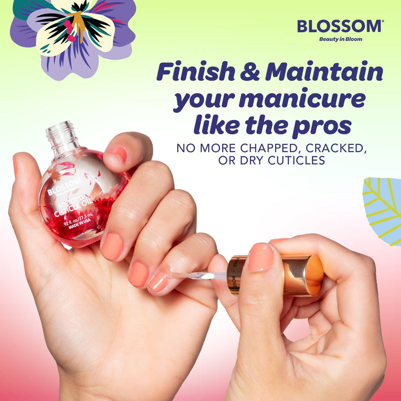 Blossom Hydrating, Moisturizing, Strengthening, Cherry, 3 pack Fruit Bundle | Scented Cuticle Oil, Infused with Real Flowers, Made in USA, 1.26 fl. oz, Strawberry, Grape, Jojoba Vitamin, Nail Care Kit