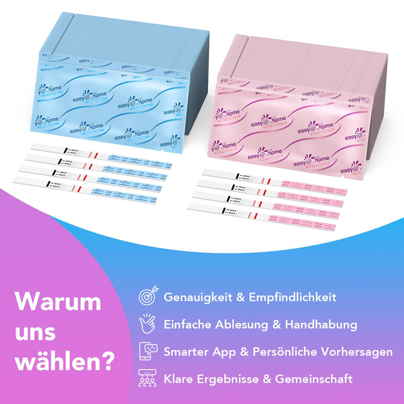 [Australia] - Easy@Home Ovulation Test 50 LH Test Strips 25mIU/ml 20 Pregnancy Test 10mIU/ml - Precise Fertility Monitoring with Premom App 