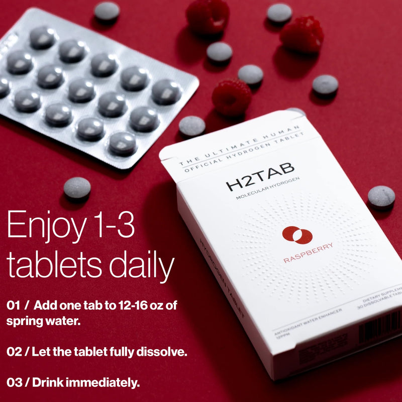 [Australia] - Molecular H2TAB Hydrogen Tablets with Magnesium -12 PPM Hydrogen Tablets for Drinking Water -Rich in Antioxidants, Supports Cellular Health, Recovery & Cognitive Function (30 Counts, Raspberry) 30 Count (Pack of 1) 