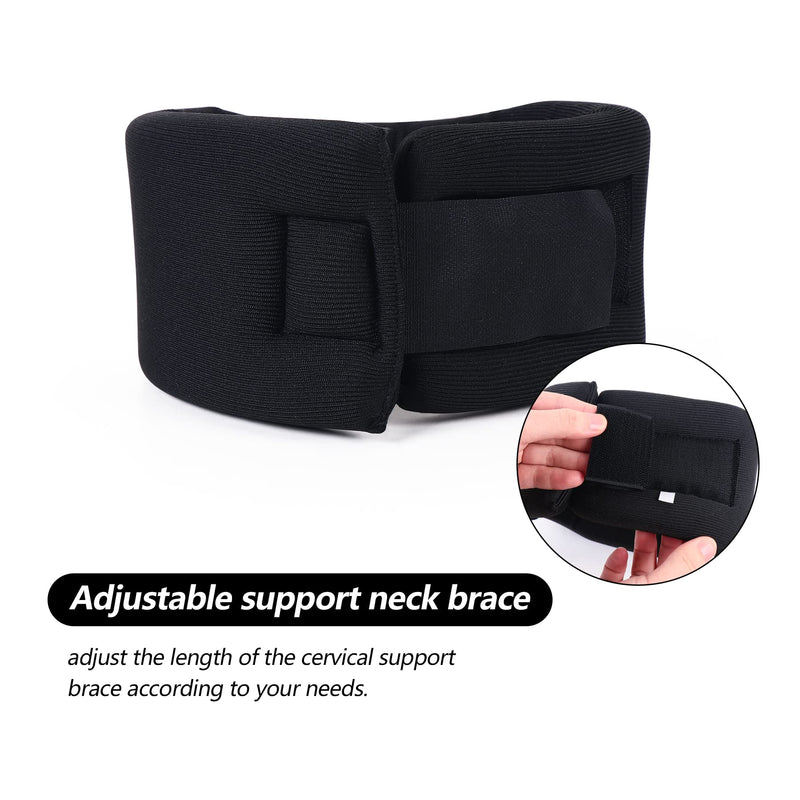[Australia] - RESTCLOUD Soft Foam Neck Support Universal Neck Brace Adjustable Neck Support for Sleeping - Relieves Neck Pain (Black, 3" Deep Collar, L) L (3" High) Black 