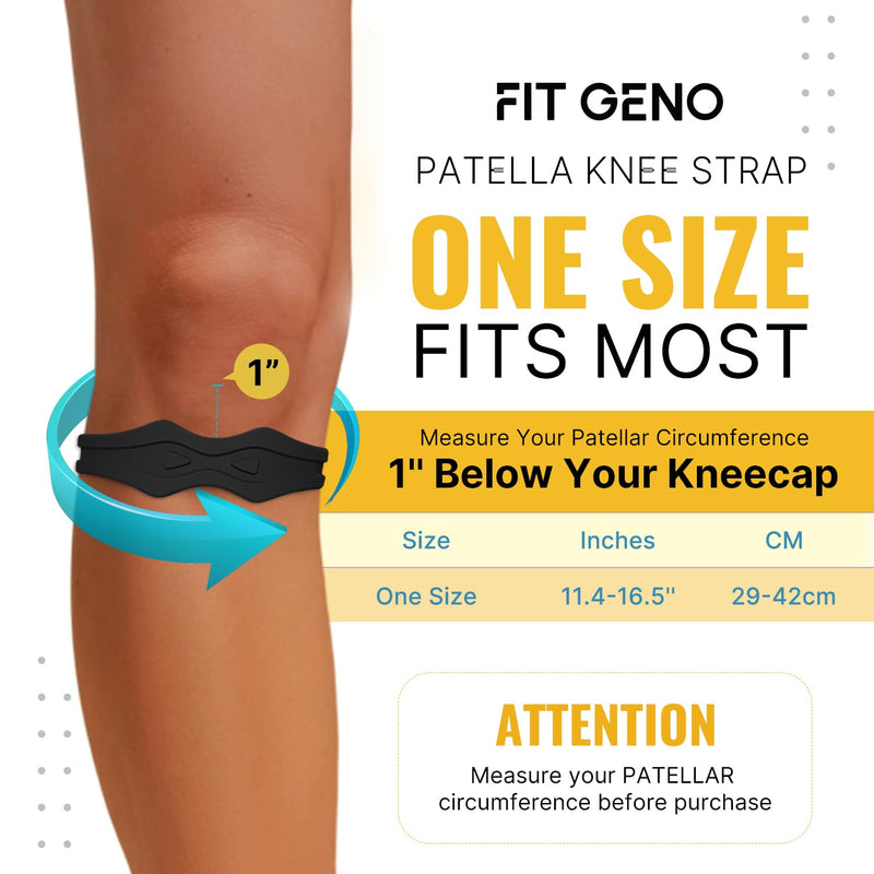 [Australia] - Fitgeno Knee Strap Patella Support: Knee Band for Patellar Tendon Pain Relief - Knee Brace for Tendonitis Jumpers Running Sports Basketball Men Women 2 Packs (Black) Black 