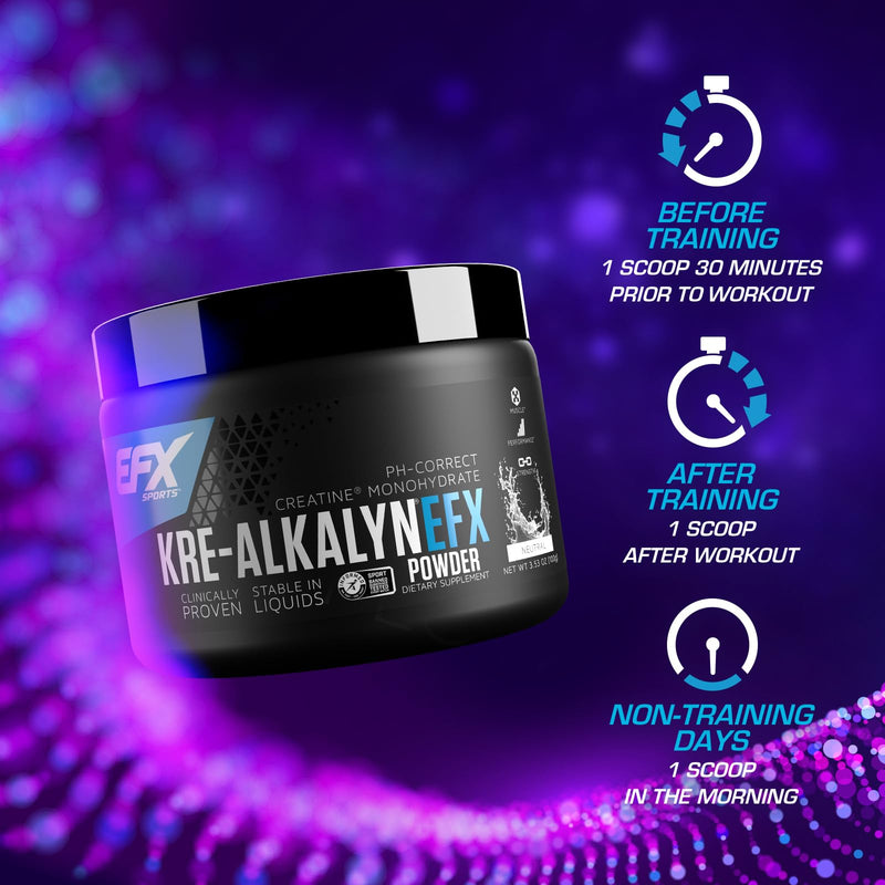 [Australia] - EFX Sports Kre-Alkalyn EFX Powder | pH Correct Creatine Monohydrate Powder Supplement | Strength, Muscle Growth & Performance | 66 Servings (Unflavored) Neutral 