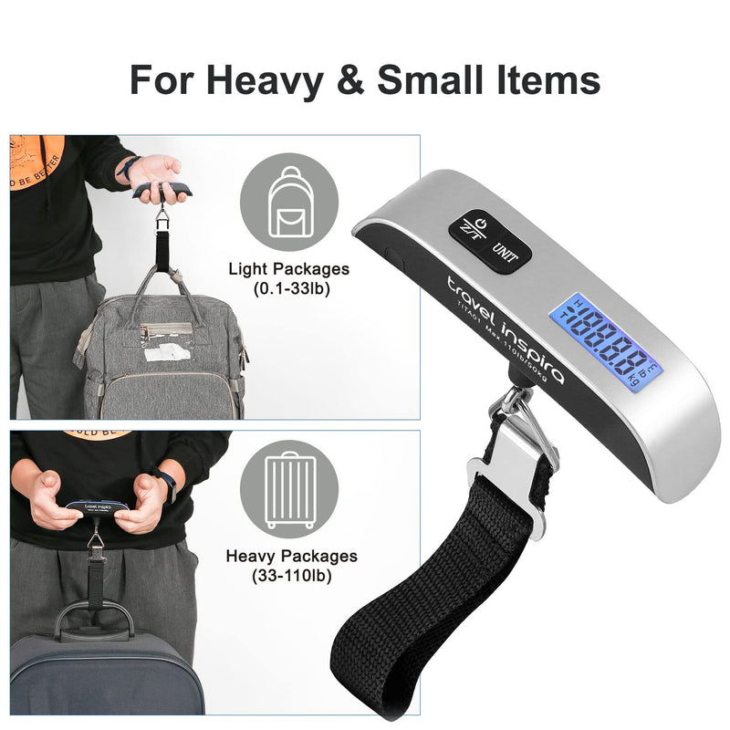 travel inspira Upgrade Larger Travel Money Belt with Anti-Theft Zipper with RFID Blocking Luggage Scale, Portable Digital Hanging Baggage Scale