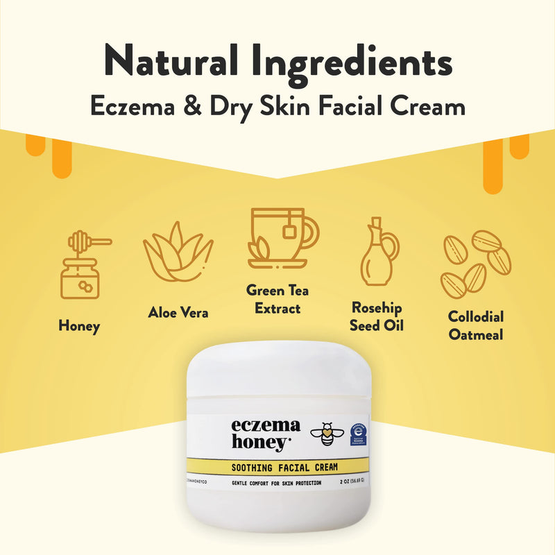 ECZEMA HONEY Soothing Facial Cream & 15% Vitamin C + Ferulic Acid Serum - Bundle for Sensitive & Dry Skin - Cruelty Free