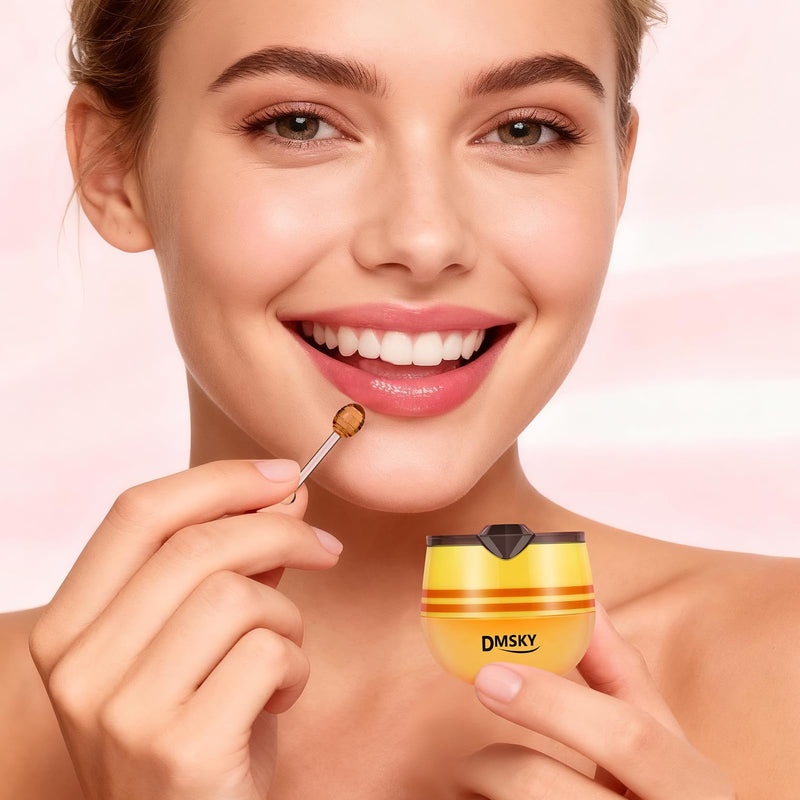 DMSKY 12 PCS Bee Lip Balm Honey Pot, Bulk Propolis Lip Mask 6 Flavors | Lip Sleeping Mask for Dry & Cracked Lips, Deeply Moisturizes with Beeswax & Vitamin E, Skincare Gifts for Women Girls 2*Strawberry & Green Apple & Peach & Lemon & Honey & Grape