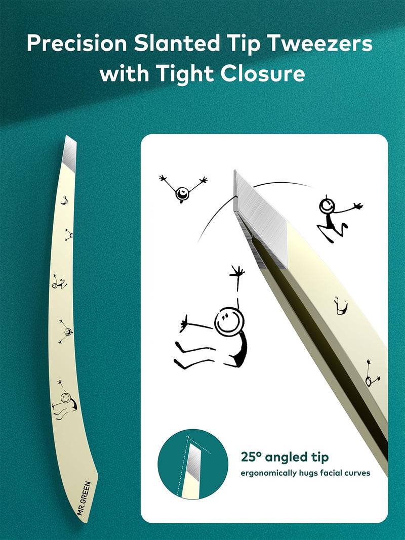 MR.GREEN Tweezers For Women Facial Hair, Professional Precision Eyebrow Tweezers for Women and Men, Stainless Steel Slanted Cute Hair Removal Plucker Mr-2193ow