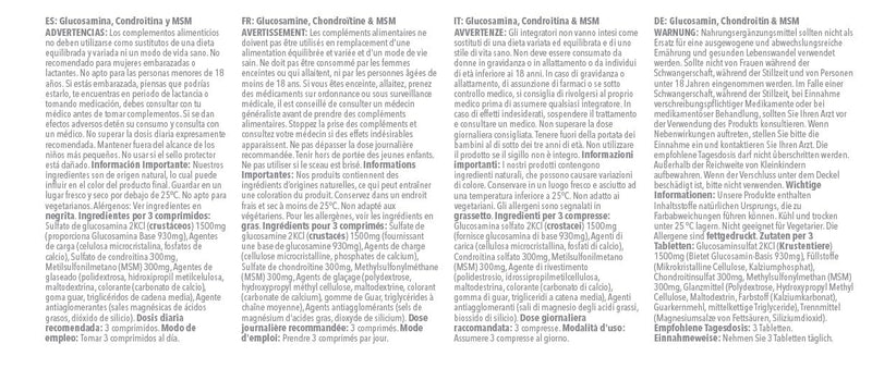 Glucosamine, Chondroitin & MSM Tablets | Supports an Active Lifestyle | 90% Active Chondroitin | 180 Tablets = 2 Months’ Supply | Manufactured in The UK in Accordance with GMP Standards Unflavoured 180 count (Pack of 1)