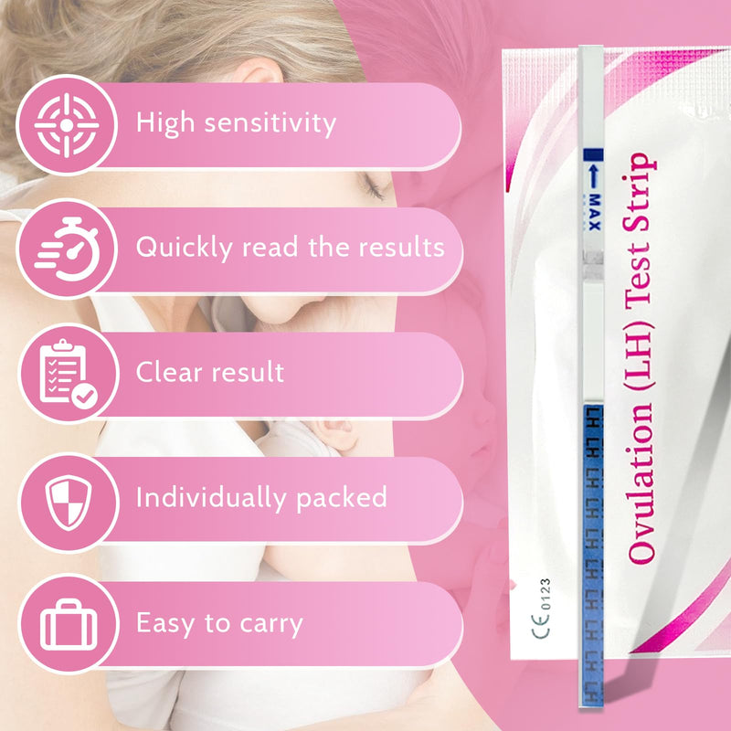 [Australia] - Pack of 50 ovulation test strips, ovaluation tests, desire to have children, ovulation test, sensitive ovulation tests, 25 miu/ml optimal sensitivity, fertility test for women ovulation 