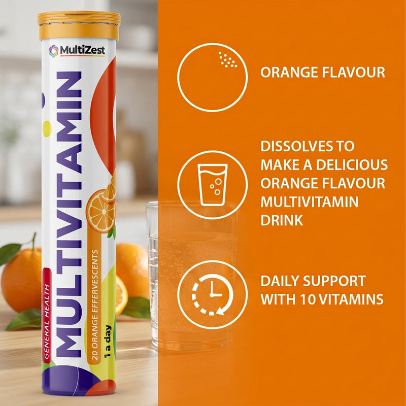 Effervescent Multivitamins - High Strength Multivitamin Tablets - Complete One a Day Supplements for Men & Women - 20 Per Tube (Pack of 6) 20 count (Pack of 6)
