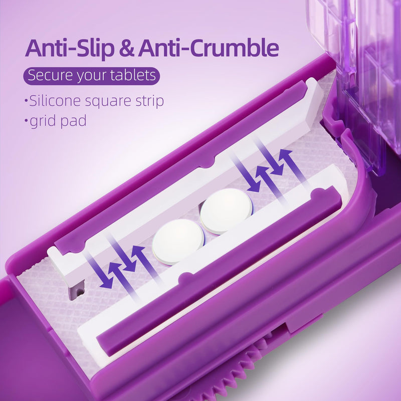 [Australia] - DUBSTAR Pill Cutter Splitter for Small and Tiny Pills, Multiple Pill Cutters for Small or Large Pills, Adjustable Pill Splitter with Centering Device and Blade Guard for Multi Tablets (Purple) Purple 