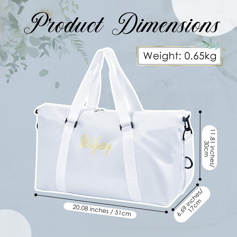 Sanwuta 2 Pcs Mr Mrs Duffel Bag Set Honeymoon Weekender,Wifey Hubby | Wedding Gift for Bride Groom, Embroidered Couple Travel Bags, Adjustable Strap, Water Resistant, Bridal Shower Gift Wifey Hubby