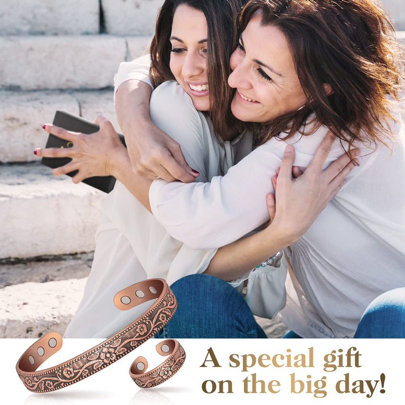 [Australia] - Lymphatic Drainage Ring & Copper Bracelet for Women, Magnetic Lymph Detox Ring and Magnetic Copper Bracelet, 100% Solid Pure Copper Jewelry Gift Copper-ring & Bracelet 