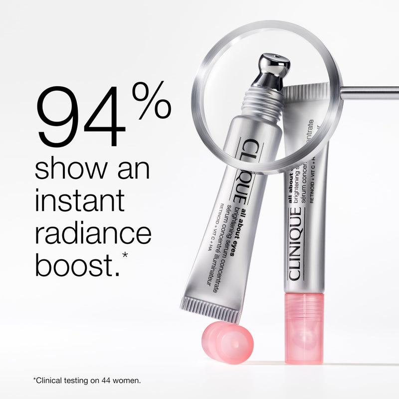 Clinique All About Eyes Brightening Serum Concentrate With Vitamin C, Hyaluronic Acid + Retinol | Hydrating + Reduces Dark Circles, 0.34 Fl Oz