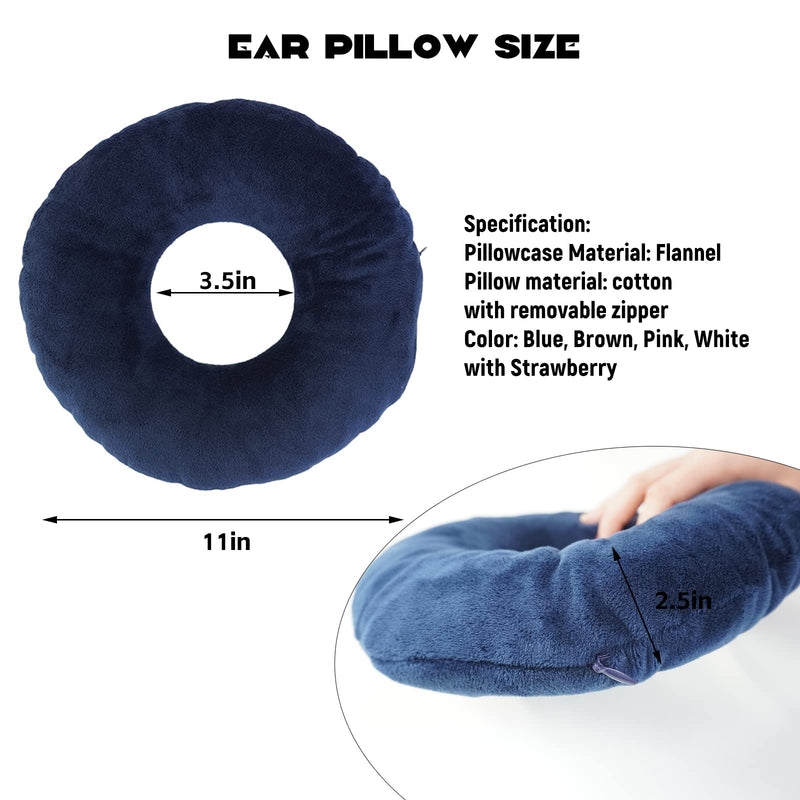 [Australia] - S-SNAIL-OO Ear Piercing Pillow for Side Sleepers，Small Pillow with Ear Hole Donut Pillow for Ear Relief Ear Pressure Ear Pain，Headphones (Blue) Blue 