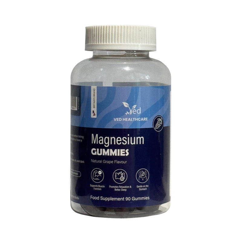 Magnesium Gummies, (90 Gummy), Magnesium Citrate, Natural Grape Flavour, Vegan, 2 per Day, 45 Days Supply, Muscle & Energy, for Adults – by Ved