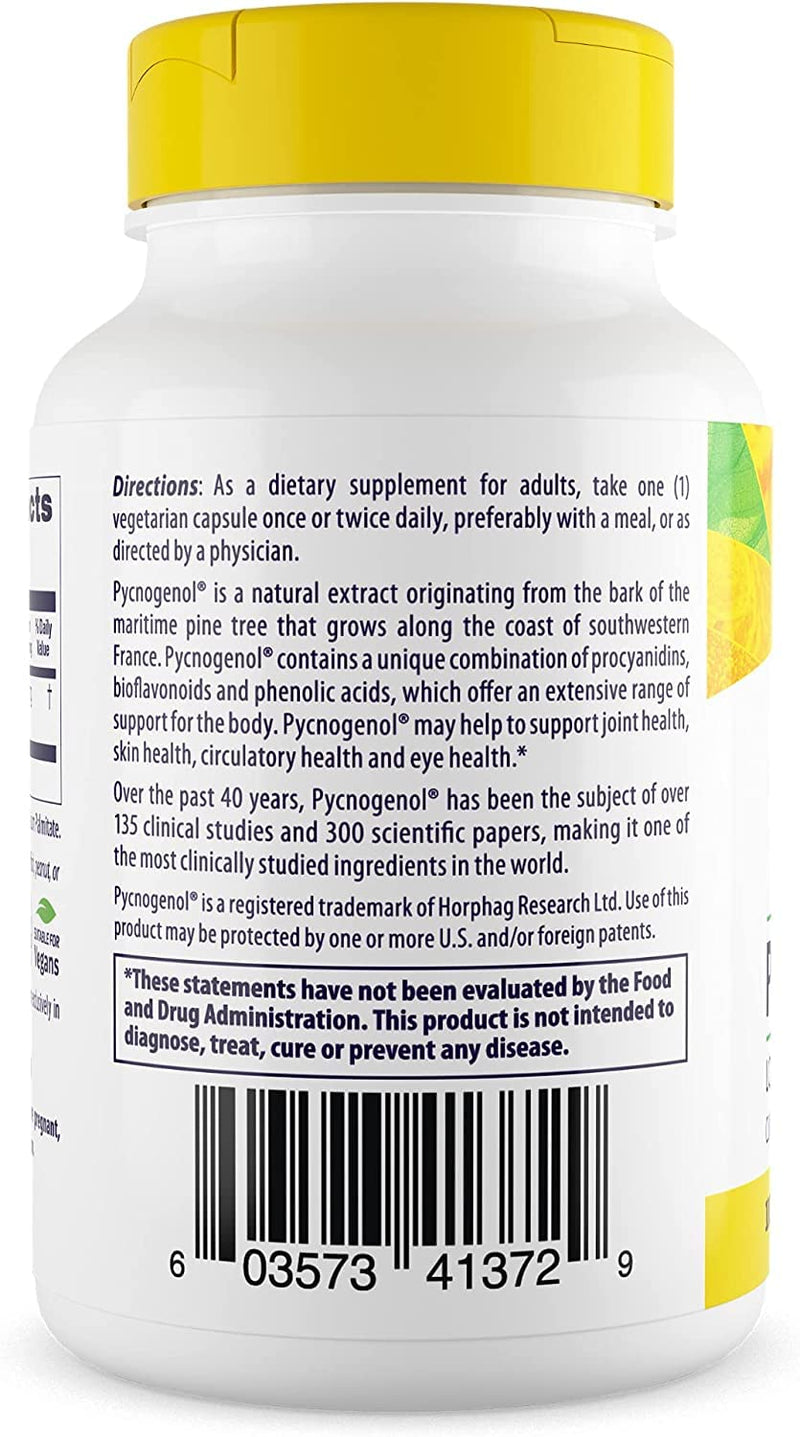 [Australia] - Healthy Origins Pycnogenol 100 mg - Premium Pine Bark Extract - French Maritime Pine Bark Extract for Heart Health, Skin Care & More - Gluten-Free & Non-GMO Supplement - 60 Veggie Caps 60 Count (Pack of 1) 