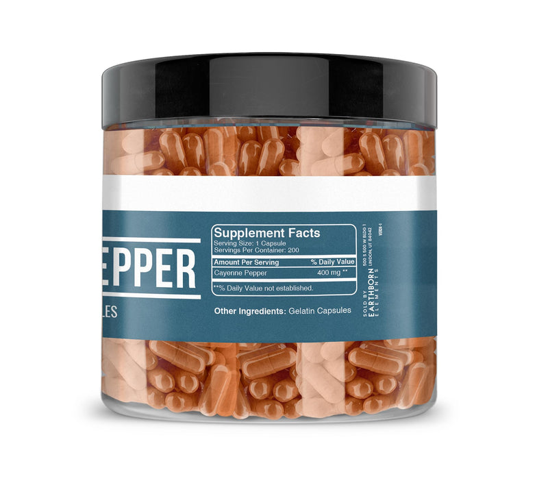 [Australia] - Earthborn Elements Cayenne Pepper 200 Capsules, Pure & Undiluted, No Additives 