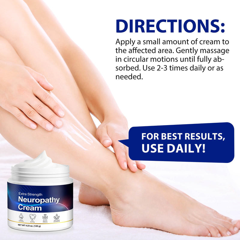 Neuropathy Cream Extra Strength, Natural Muscle & Joint Massage Gel Cream for Feet, Legs, Hands, Back, with Arnica, Lavender & Vitamin B6