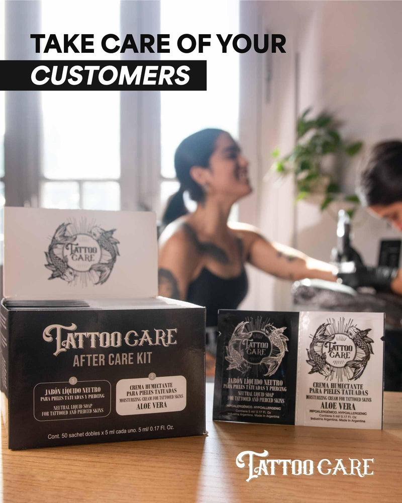 [Australia] - Tattoo Aftercare Kit - Cream and Soap (50-Pack), Brightening Formula for Tattoo Artists & Travel - Ink Hydration Tattoo Lotion Pillow Packs 