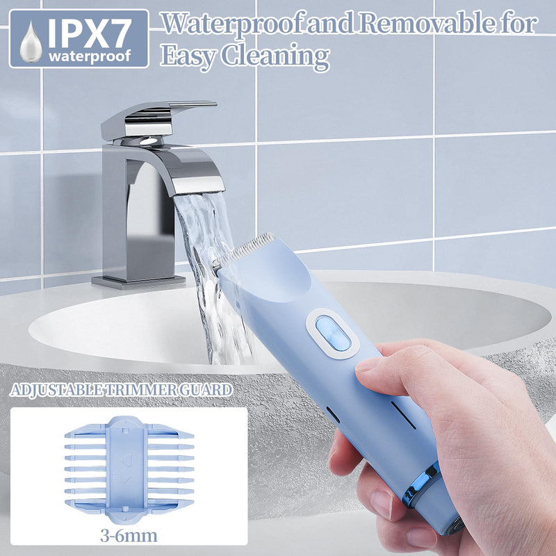 [Australia] - Ladies Electric Razor, 2 in 1 Dual Head Shaver Women, Bikini Trimmer for Women Personal Body Face Leg Arm Hair USB Charge Waterproof Wet and Dry (Blue) Blue 