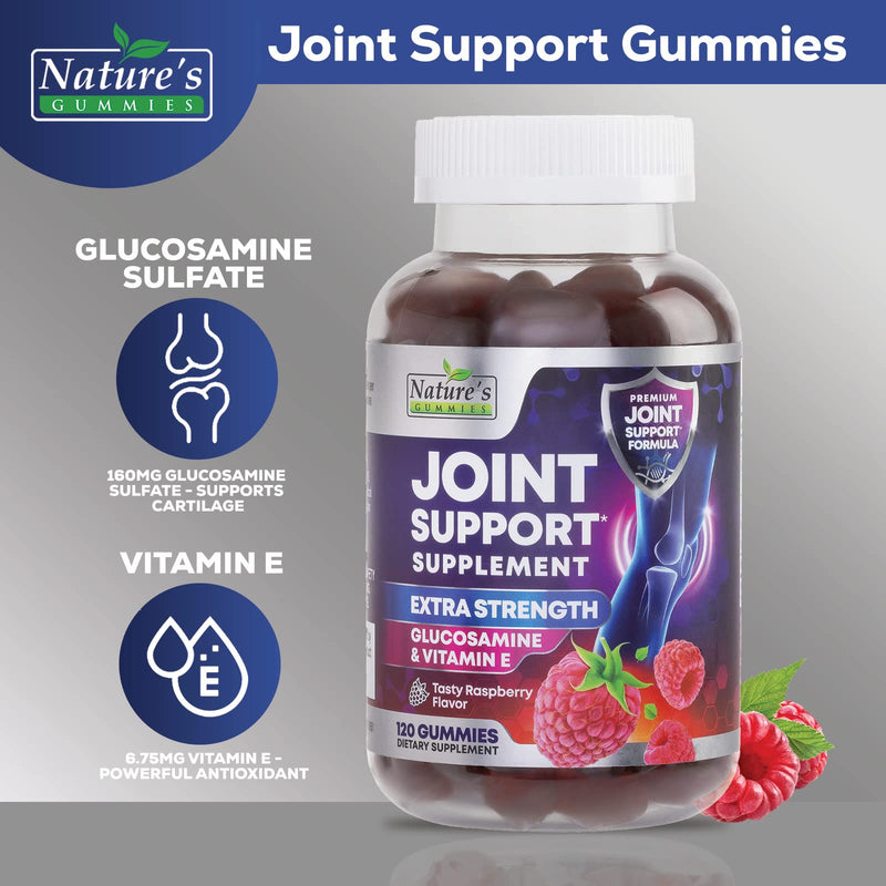 [Australia] - Joint Support Supplement - Extra Strength Glucosamine Joint Support Gummy - Joint Health Support & Flexibility for Back, Knees, & Hands - Vitamin E for Immune Support for Women & Men - 120 Gummies 120 Count (Pack of 1) 