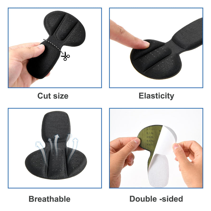 [Australia] - Sibba 3 Pairs of Heel Pads 2-in-1 Shoe Insoles Women's Shoes Heel Protection Heel Grips for Large Shoes Heel Cushion Self-Adhesive Heel Insoles Men's Shoes Shoe Repair Heel Protector (Black) 