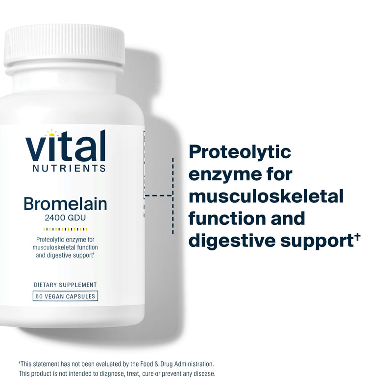 [Australia] - Vital Nutrients Bromelain 2400 GDU | Vegan Bromelain Supplement to Support Protein Digestion* | Digestive Enzyme from Pineapple | Gluten, Dairy, Soy Free | Non-GMO | 60 Capsules 