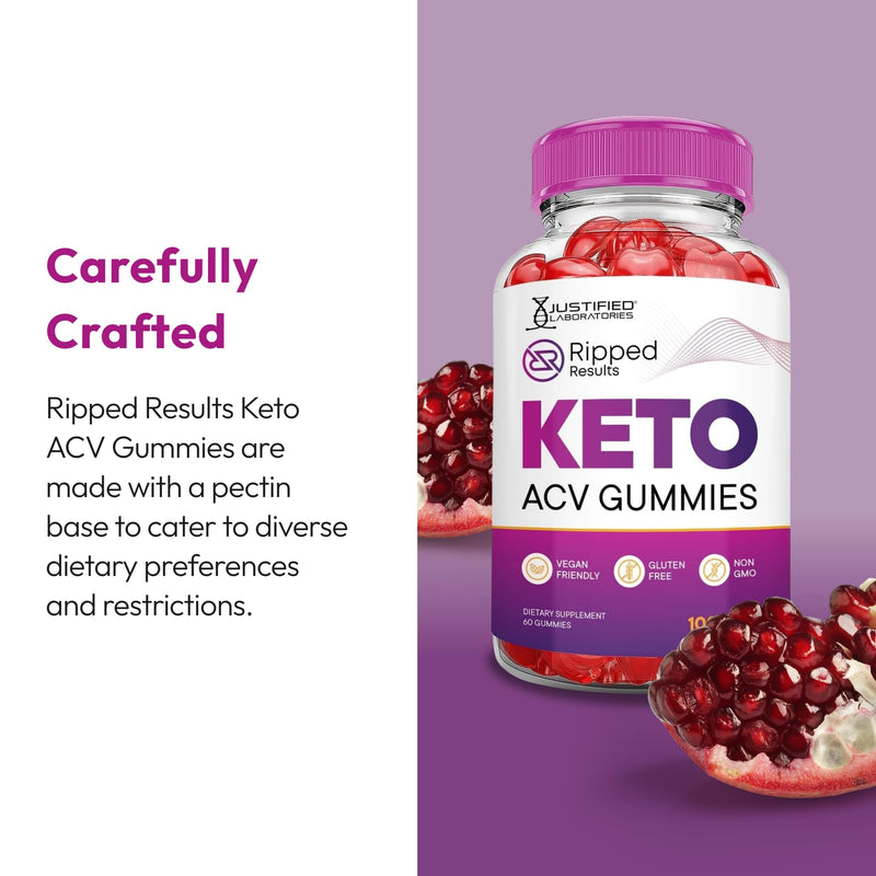 Justified Laboratories Ripped Results Keto ACV Gummies (1000 mg) - 60 Count, Pack of 3 - Formulated with Apple Cider Vinegar, Folate & Vitamin B12 - Non-GMO, Vegan, Gluten Free - 90 Servings 60 Count (Pack of 3)