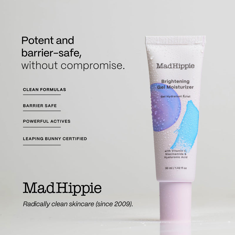 Mad Hippie Facial Moisturizer, Brightening Gel with Vitamin C, Niacinamide & Hyaluronic Acid – Oil-Free Moisturizer for Oily Skin, Acne-Prone Skin Care, 1.02 Fl Oz