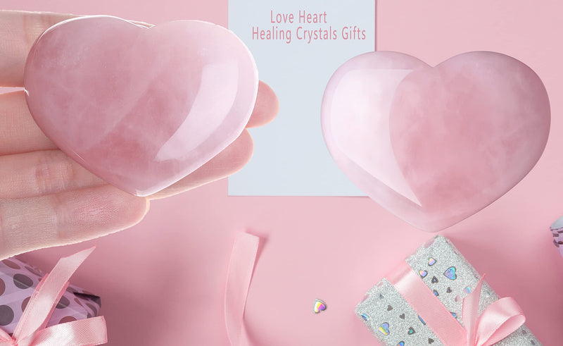 [Australia] - MAIBAOTA 45 mm Crystal Heart Big Healing Crystals Heart Love Crystal Stone Natural Reiki Gemstone Crystal Gifts for Mom Mothers Day Valentines Day Palm Worry Stones for Anxiety 01 Rose Quartz Crystal 