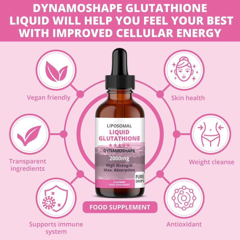 Liposomal Glutathione 2000 mg with Vitamin C, Oral Glutathione Liquid, Antioxidant Supplement for Detox, Superior Absorption, Higher Dosage (Pack of 1)