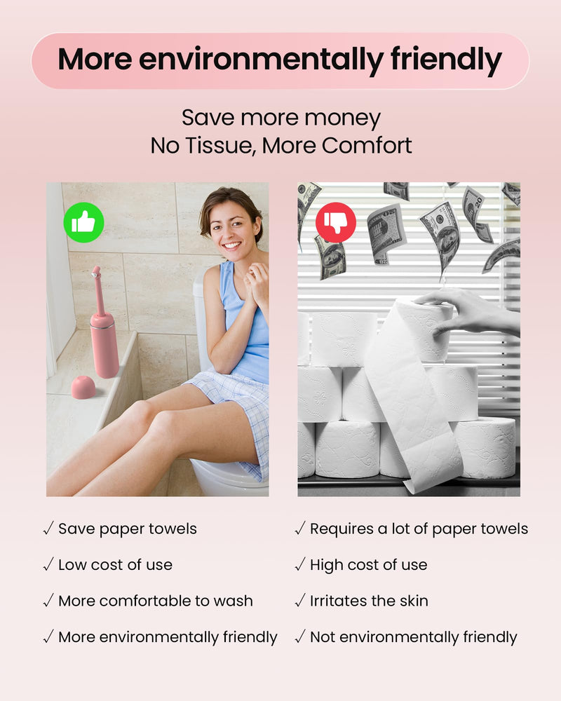 [Australia] - Portable Bidet for Postpartum/Perineal Care,Manual Handheld Peri Bottle for Feminine Hygiene & Travel, 380ml Leakproof,BPA-Free Sprayer for Men/Women/Baby (Pink, General) Pink 