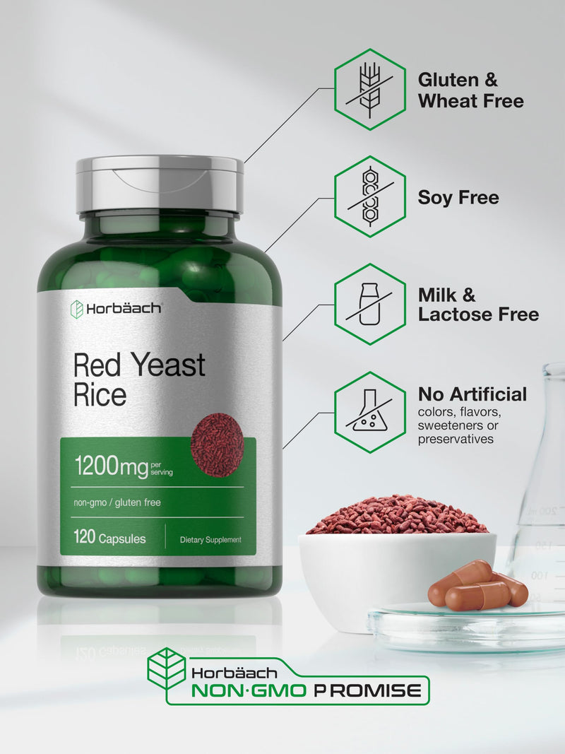 [Australia] - Horb√§ach Red Yeast Rice 1200 mg | 120 Capsules | Non-GMO, Gluten Free Supplement 