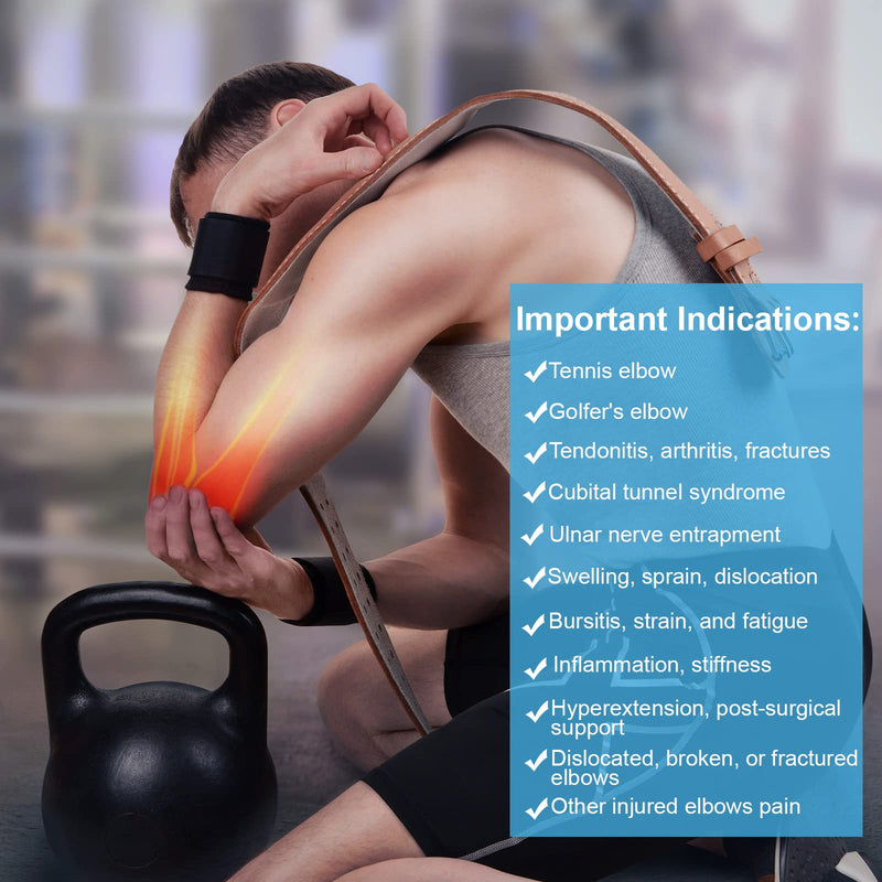 Elbow Splint Tendonitis Elbow Brace, Cubital Tunnel Syndrome Brace with 4 Removable Metal Spring Splints for Sleeping, Elbow Immobilizer for Ulnar Nerve Entrapment， Golfers Elbow (S/M) Elbow Brace S/M