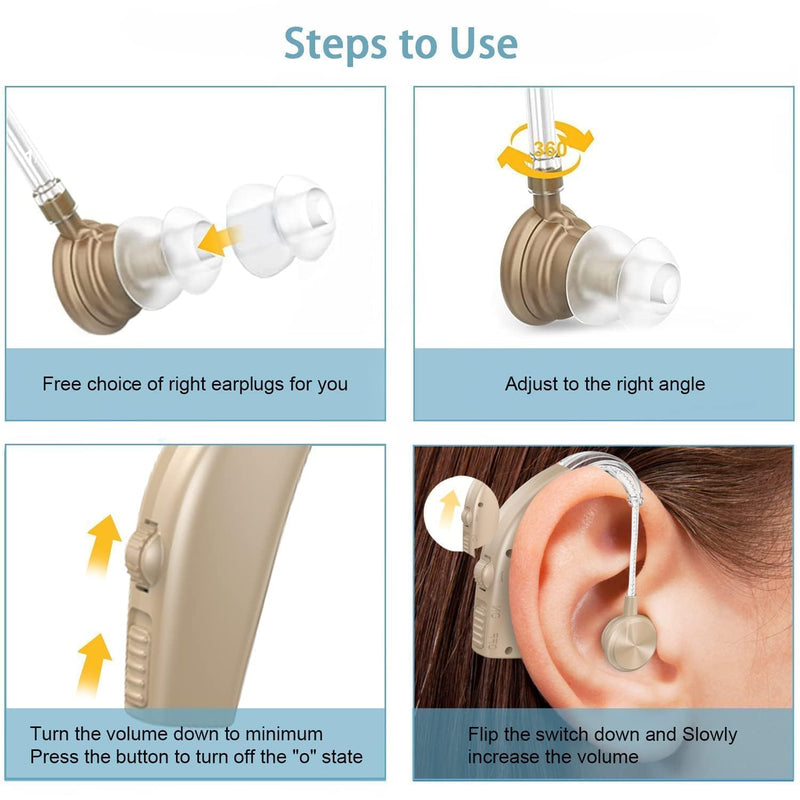 [Australia] - Hearing Aids Hearing Amplifiers for Seniors Rechargeable with Noise Cancelling-Hearing Aid Loss Amplifier Seniors&Adults Charging Case&Volume Control Beige (Z101) Silicone 