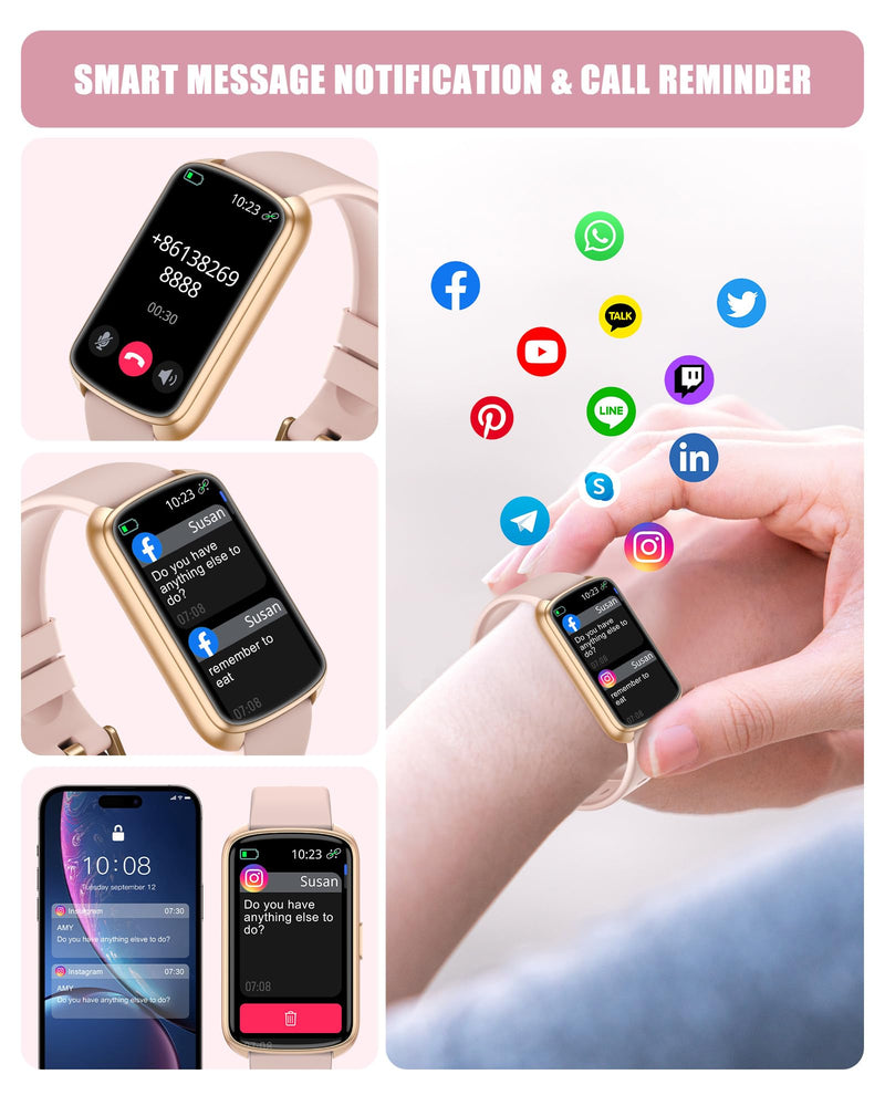 [Australia] - Fitness Tracker, Smart Watch for Women Men with 24/7 Heart Rate/Blood Pressure/Blood Oxygen Monitor,Sleep Tracker,Step & Calorie Counter, IP68 Waterproof Fitness Watches Compatible with Android&iPhone Pink 