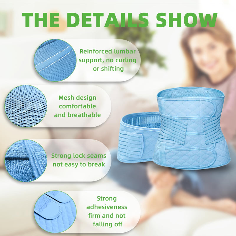 2 in 1 Postpartum Belly Band Wrap Blue, C-Section Support Belt X-Large, Post Partum Support Recovery Waist/Pelvis Belt, Hysterectomy Belly Band Binder Girdle Stomach