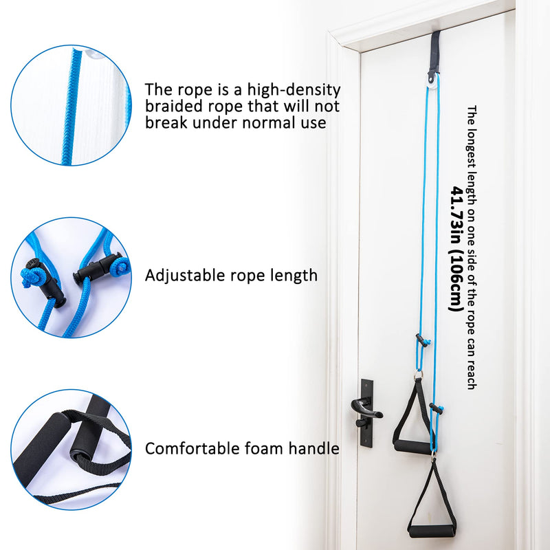 Shoulder Pulley Over The Door Physical Therapy System, Exercise Pulley for Physical Therapy, Alleviate Shoulder Pain and Facilitate Recovery from Surgery (Small door anchor - blue)