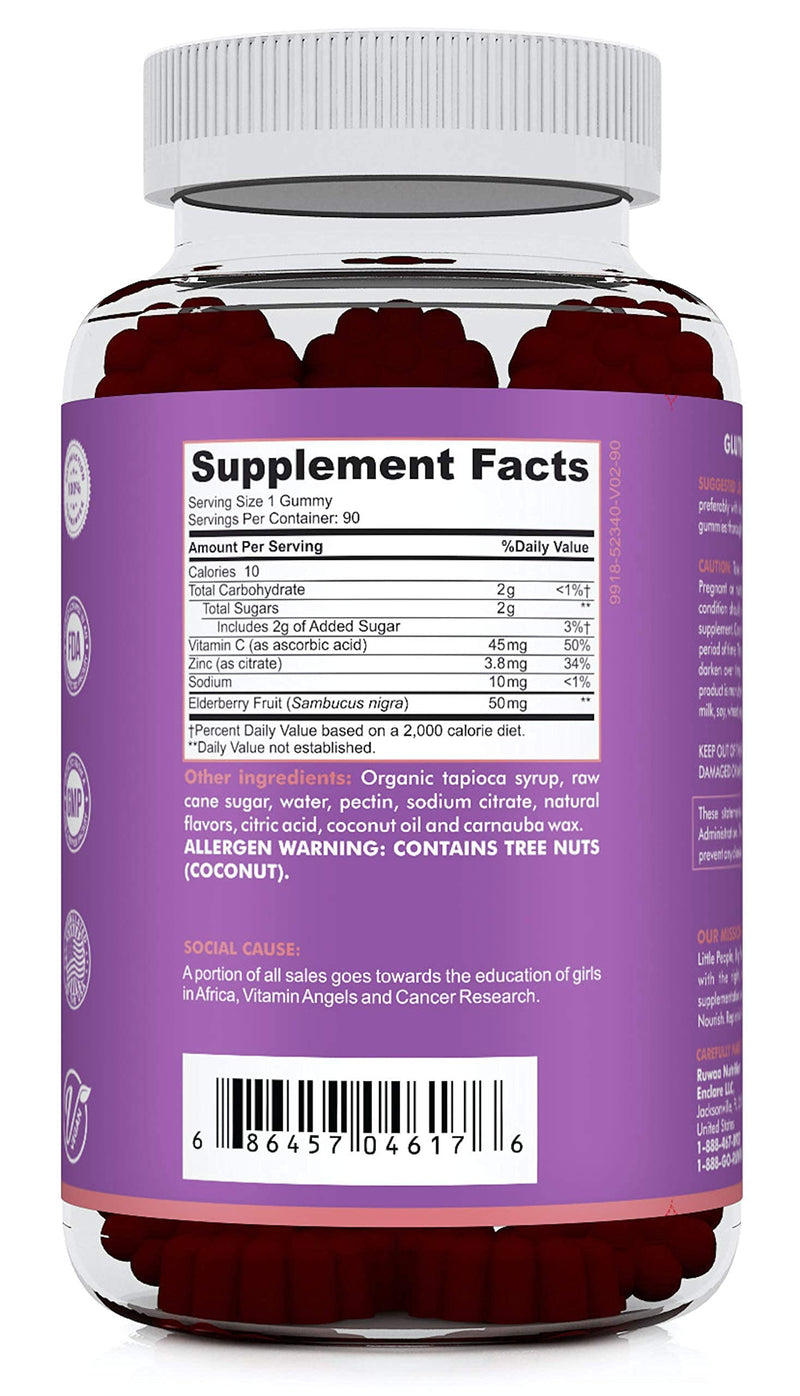 RUWAA NUTRITION Vitamins, Elderberry Gummies, Zinc Supplements & Vitamin C: Immune Support Vitamins, Bone, Brain, Lung, Skin | Elderberry Gummies Vegan, Gluten Free, Non-GMO (1) 1