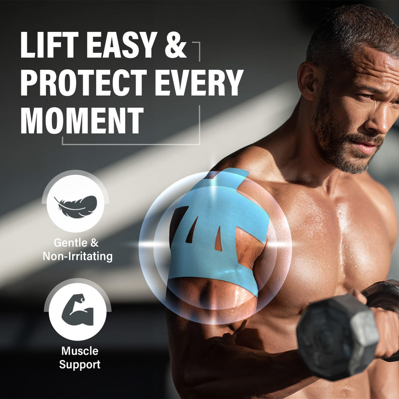 [Australia] - Kinesiology Tape for Shoulder, Precut Athletic Tape for Pain Relief, Elastic Support & Stability, Waterproof & Breathable,12 pcs 12 Count 