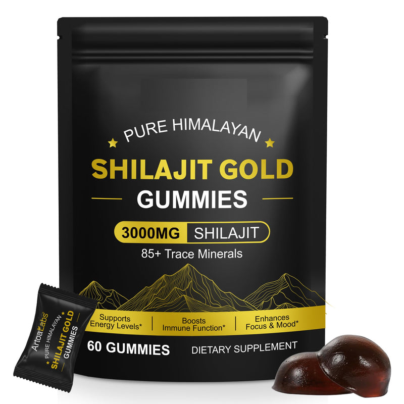 Shilajit Gummies 3000mg with Ashwagandha & Gokshura – 60 Vegan Gummies